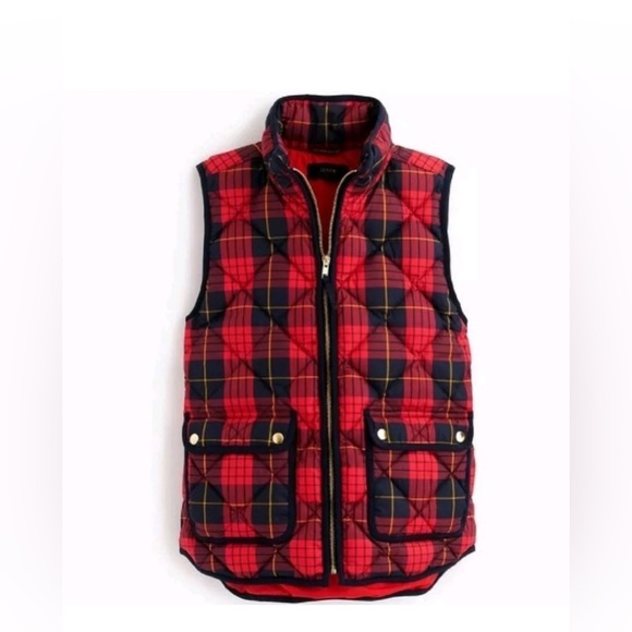J Crew Excursion plaid quilted black and red checkered preppy vest size XL - Picture 10 of 14